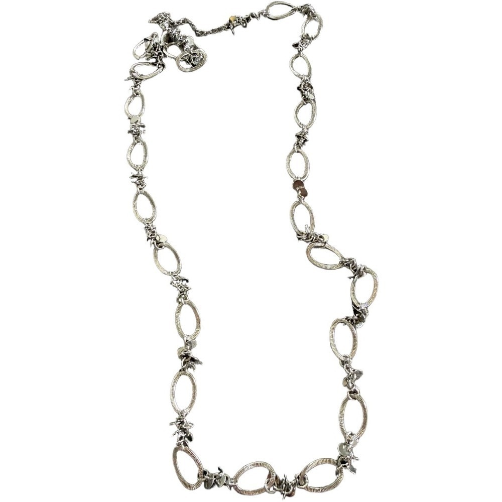 Lia Sophia Circle Chain Long Necklace Silver Formal Casual Everyday Wear - Picture 3 of 5